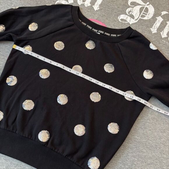 Victoria’s Secret PINK Polka Dot Holographic Sequin Bling Crewneck Sweatshirt-SM - Picture 6 of 10